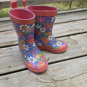 Hatley Floral Kids Rain Boots - Pink and Blue